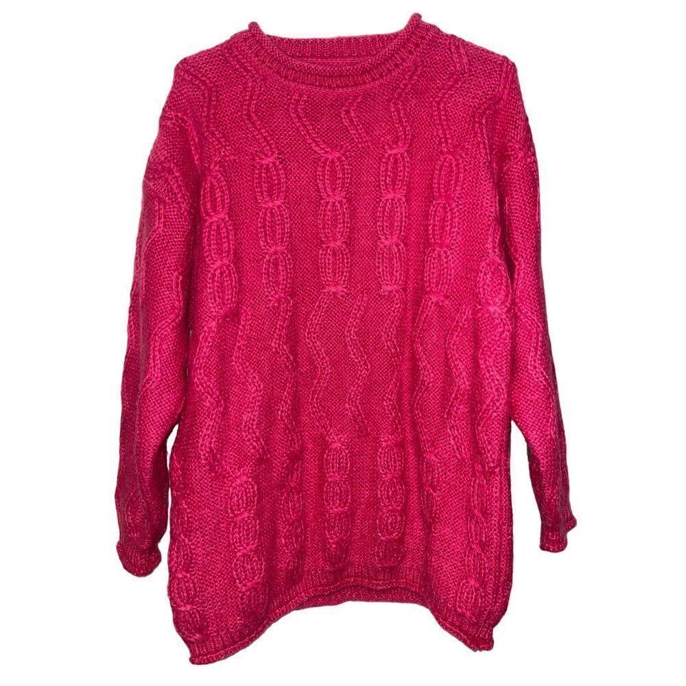 Allison Blair Barbiecore Pink Mohair Wool Blend Pullover Sweater Size Med‎